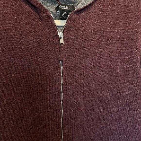 Jones & Company Cardigan Zip Front Burgundy and Grey Knit Size S with pockets - Picture 7 of 10